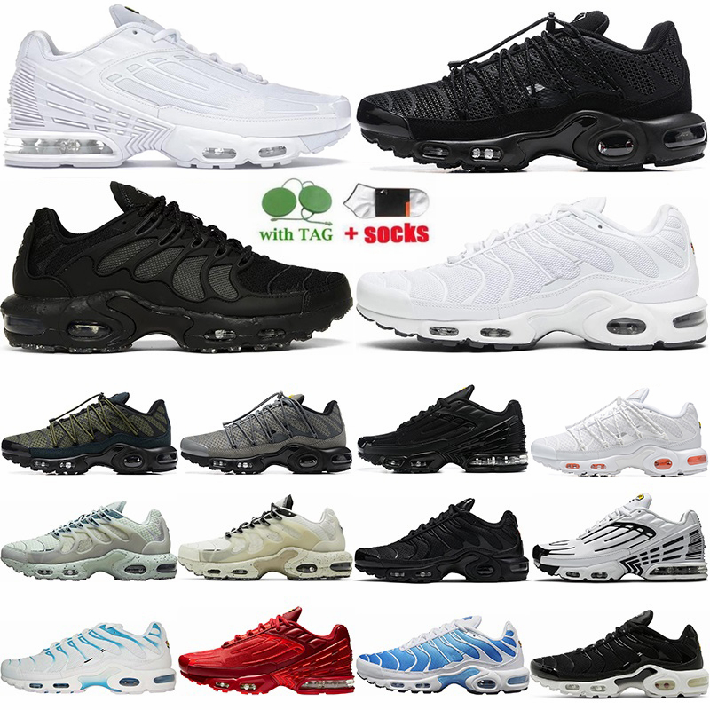 

Tn Plus Running Shoes Toggle Utility Tuned Triple Black White Tns 3.0 Mens Womens Cushion Sport Sneakers Terrascape Jogging Walking Trainers Size 36-46 us 12