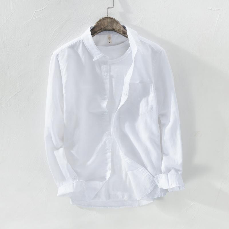 

Men's Casual Shirts Arrival Cotton And Linen Shirt Men Brand White For Long-sleeved Male Comfortable Mens Chemise, Sky blue
