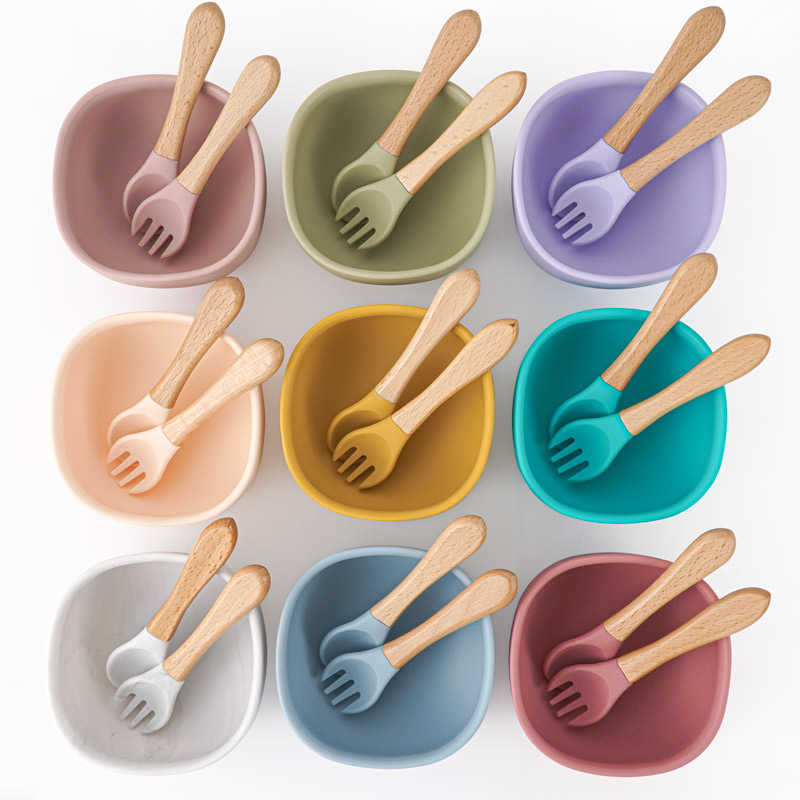 

Cups Dishes Utensils 100% Food Grade Silicone Baby Feeding Bowl Fanshionable Tableware Spoon Gadget For Dinner Set Plates Healthy Baby Stuff AA230413