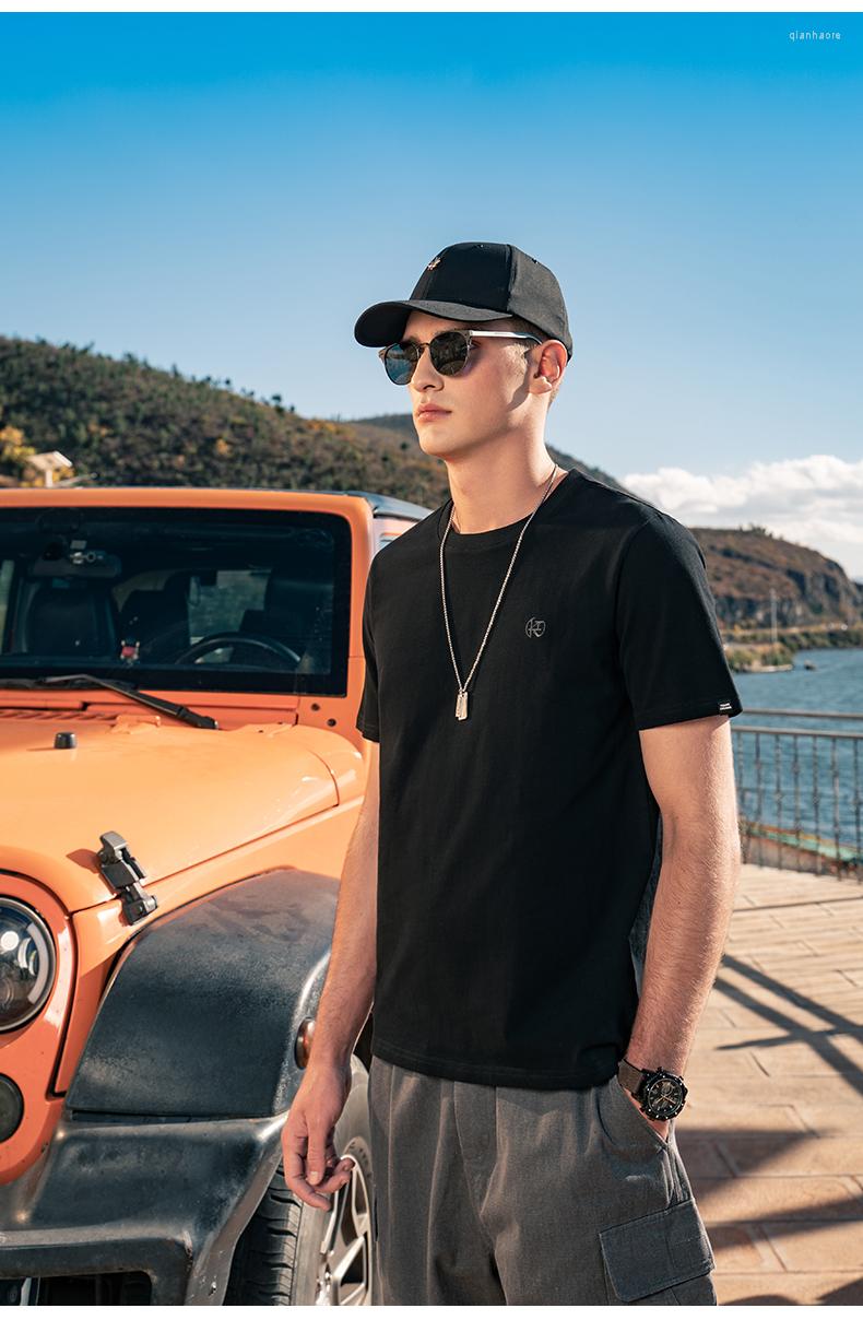 

Men' T Shirts YTX2981 Heavyweight Cotton Short-sleeved T-shirt Men' 2023 Summer Trend Printed Round Neck Half-sleeved, Black