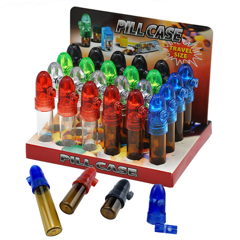 

Glass Snuff Bullets Snorter Bottle Smoking Pipes Pill Case Containers Kit Portable Sniff Pocket Durable Snuffer Mix Color 3 Sizes 53mm 67mm 82mm
