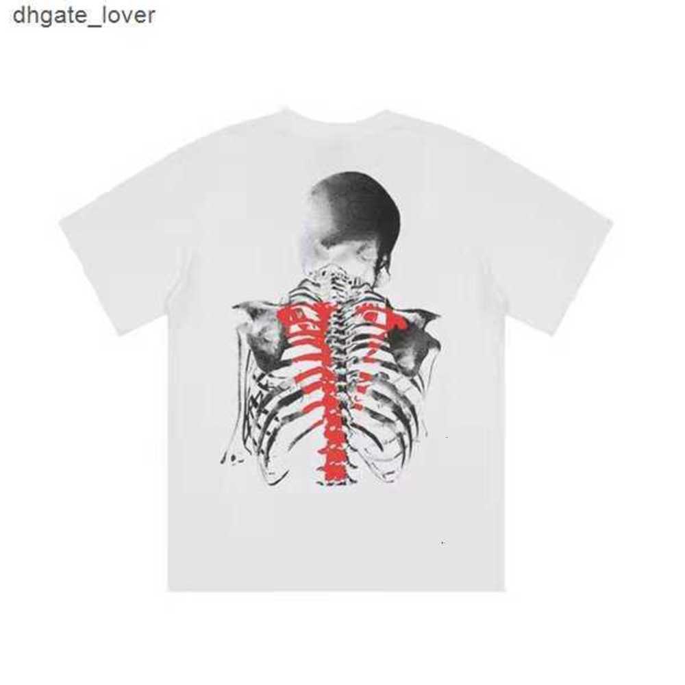 

23ss Designer vl Devil v Mens t Shirt High Street Hip-hop Skull Head Row Skeleton Printing Loose European and American Tops -xlzl13, White