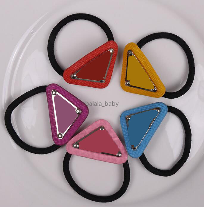 

Designer Letter Triangle Badge Rubber Bands Womens Elastic Hair Rope Women Casual Style Hairs Accessories Girls High Quality Jewelry Gift Mixed Color
