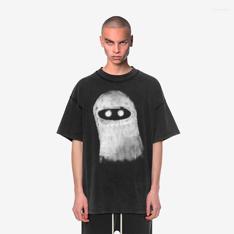 

Men' T Shirts ADF Doll Illustration Graffiti Vintage Heavy Wash Old High Quality Cotton Men Women Loose Short-sleeved T-shirt, Beige