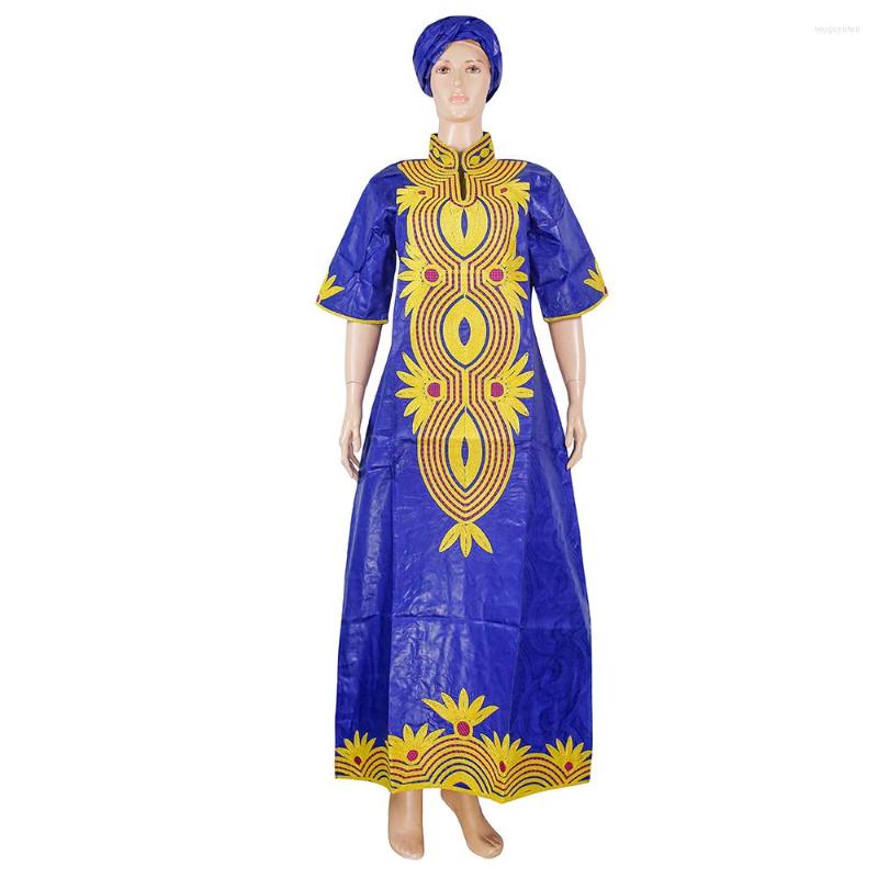 

Ethnic Clothing H&D African Clothes For Women Wedding Party Embroidery Lace Bazin Dresses Traditional Blue