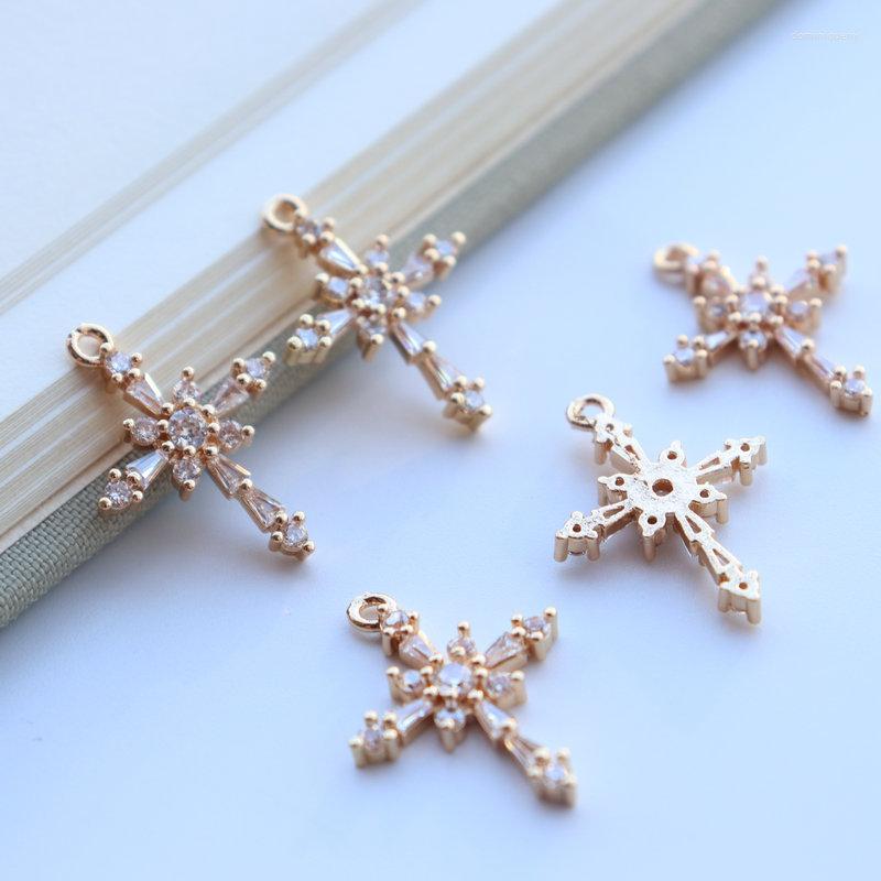 

Charms Zinc Alloy Inlay Zircon Cross Retro 2pcs/lot For DIY Fashion Necklace Jewelry Making Finding Accessorie