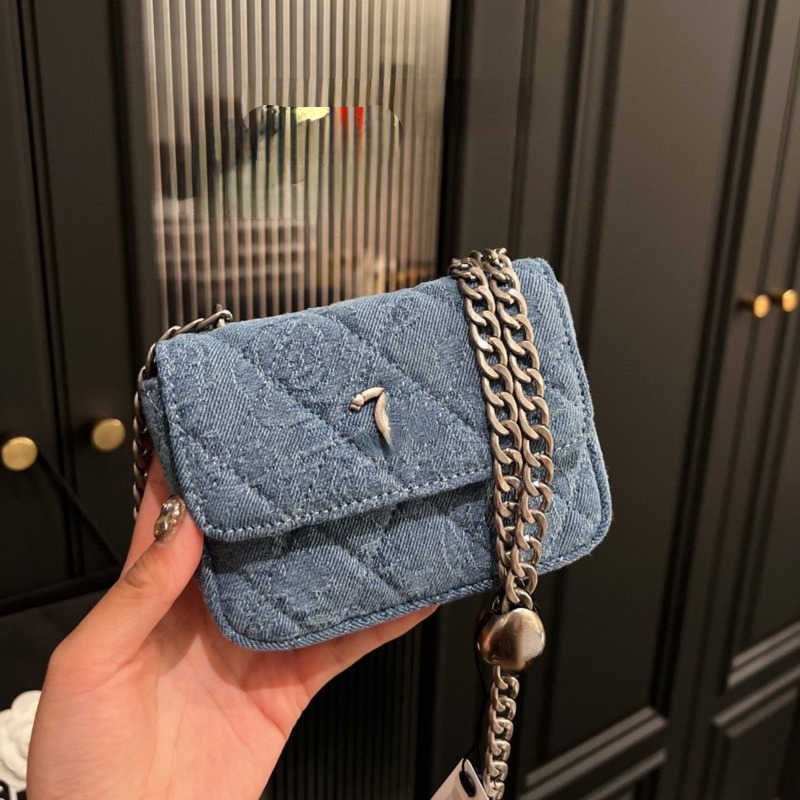 

Luxury denim bag Womens chain shoulder bags Designer handbag Mini crossbody purse Fashion denim clutch wallet, No.2-18x11cm