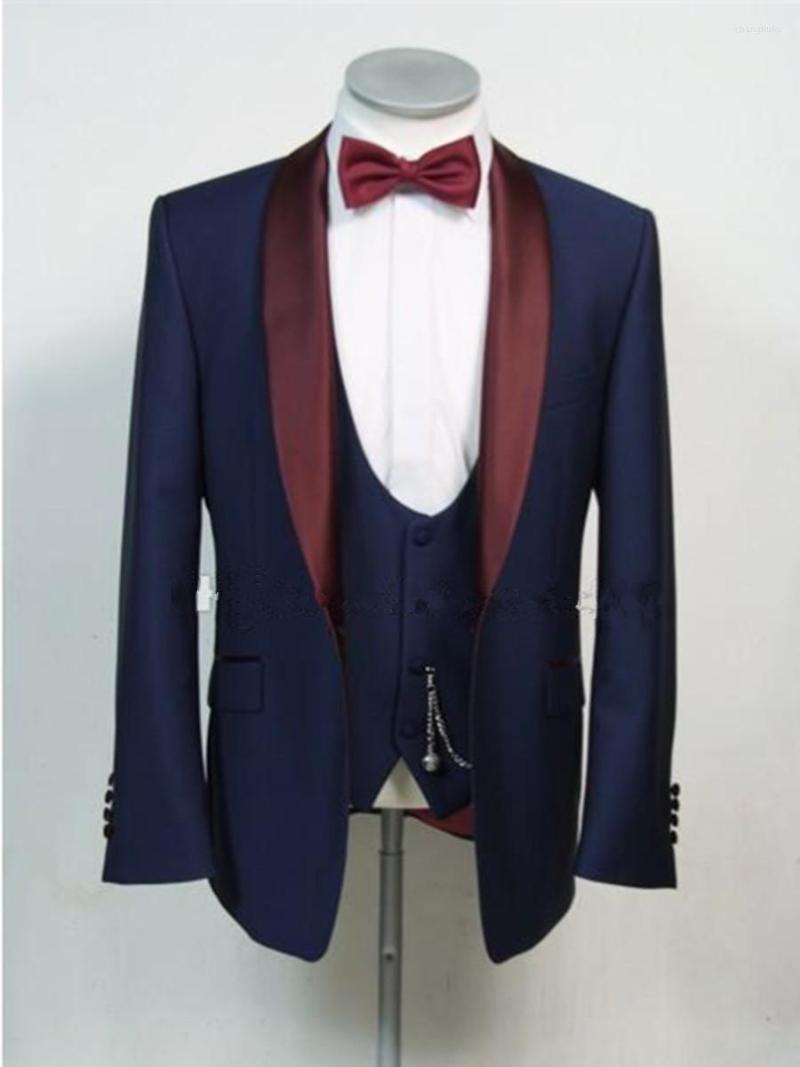 

Men's Suits Customized Navy Blue Men's Suit Jacket Blazers Halloween Costume Elegant For Luxury Man Suit's Wedding Three Piece 97, Same as image