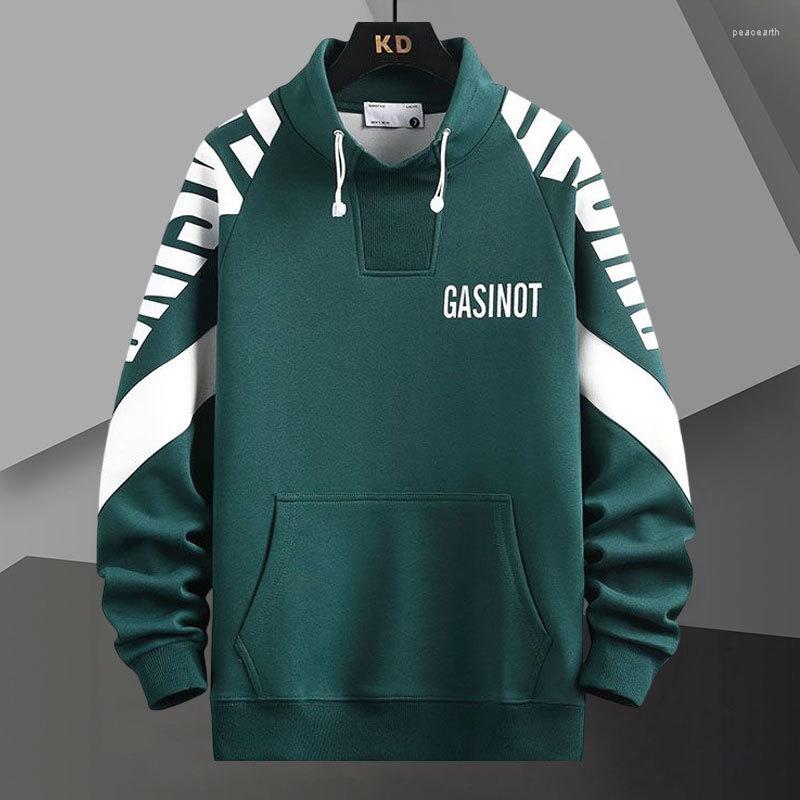 

Hoodies Splicing Sweatshirts Harajuku Pullover Streetwear Hip Hop Casual Tops Letter Stand Collar, White