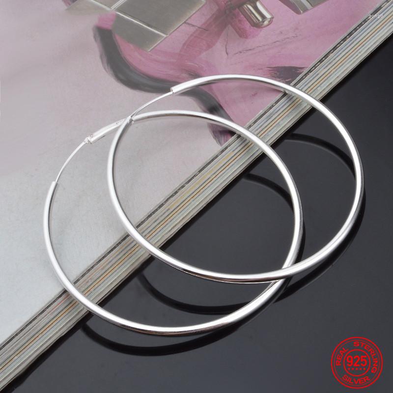 

Backs Earrings 925 Silver 35/50/60MM Hoop For Women Fashion Jewelry Gift