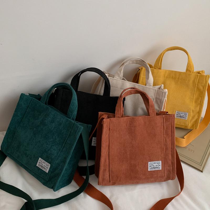

Corduroy Large Capacity Square Bag Crossbody Handbag Tote Bags Trendy Shoulder Messenger Bag for Women
