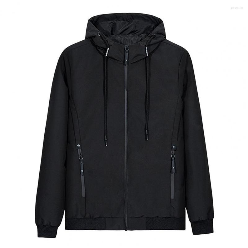 

Men's Jackets Temperament Solid Color Alphabet Hooded Coat Spring Autumn Men Jacket Long Sleeve Male Clothing, Black