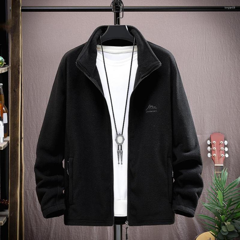 

Men's Jackets Stylish Men Windbreaker Solid Color Super Soft Coldproof Pockets Jacket Coat Thicken Baseball For Trip, Black