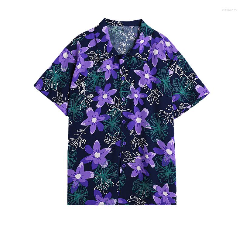 

Women's Blouses KBAT Women Shirt 2023 Summer Fashion Purple Print Short Sleeve Collar Harajuku Trend Baggy TOP Casual Straight Blouse, Blue