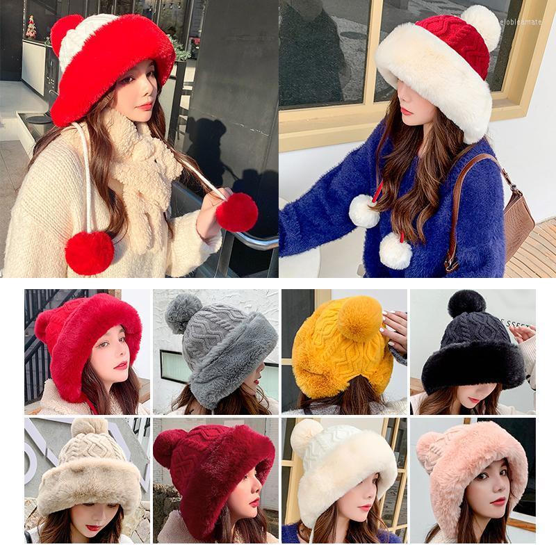 

Beanies Beanie/Skull Caps Accessories Style Ladies Cotton And Cashmere Cap Sanmao Ball Pullover Cold Protection Knitted Hat CuteBeanie/Skull, White