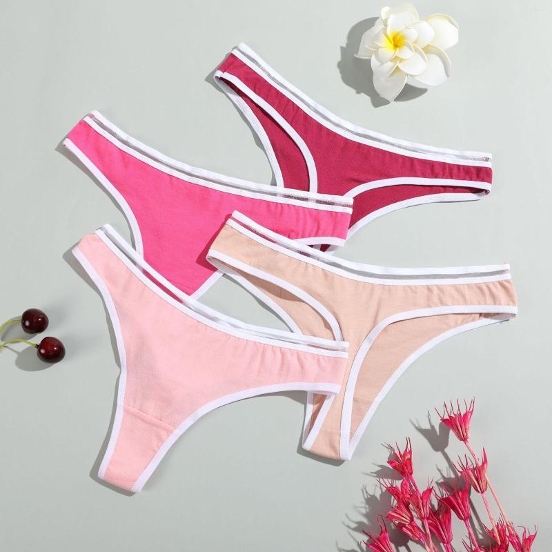 

Women's Panties 1PC Women Cotton Thongs Sexy Low Waist G-String Briefs Ladies Patchwork T-Back Lingerie Girl Breathable Intimates Bikini