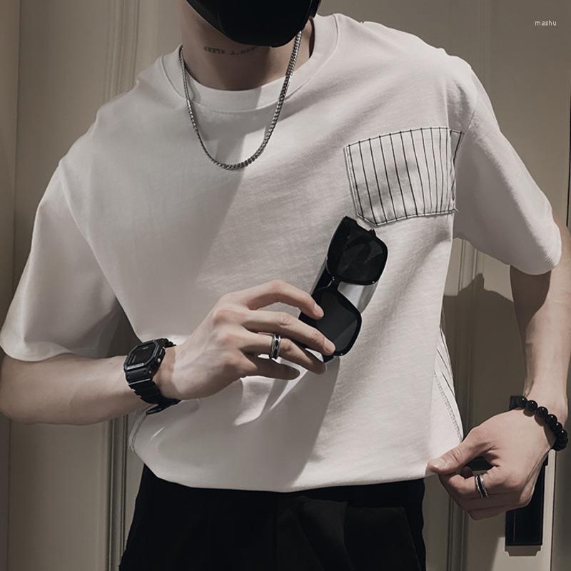

Men's T Shirts Color Contrast Stripe Shirt Homme O-Neck Streetwear Summer Top Fashion T-Shirt 2023 Men's Short Sleeve Tee, Black