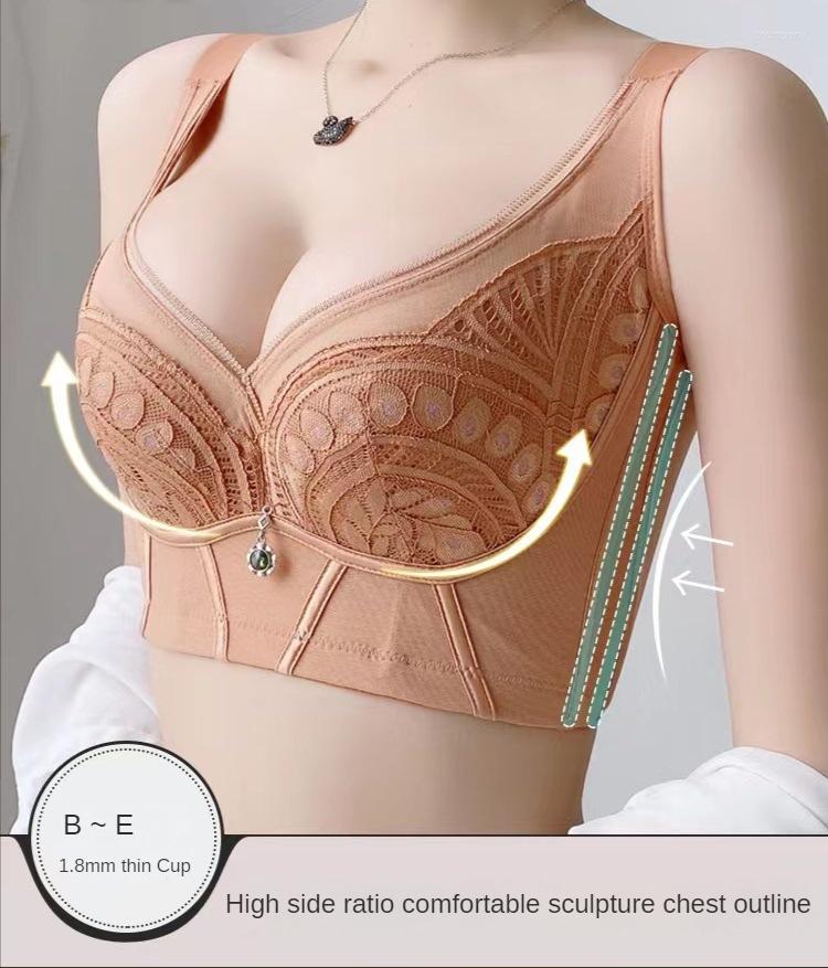 

Bras Women's Adjustable Lingerie Upper Support Gathers And Closes The Side Breast Big Chest Show Small Sexy For Women Underwear, Yellow