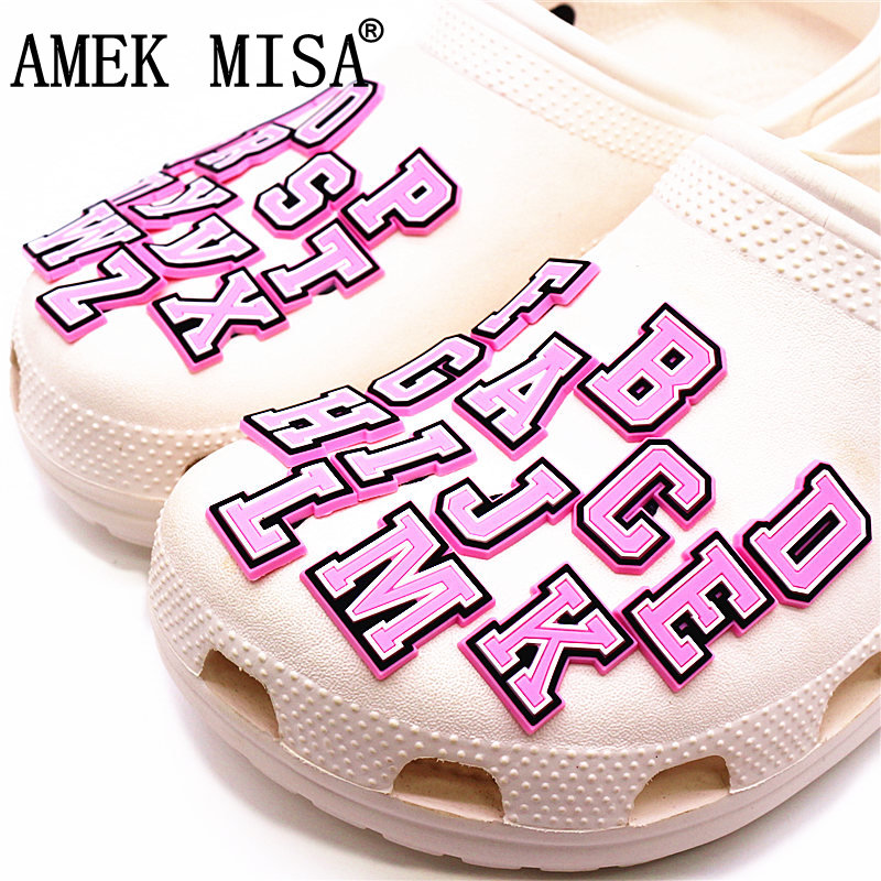 

Other Single Sale 1Pcs Pink Letters Croc Charms Accessories Sandals Shoe Decorations Jeans Pins Badge Unisex Party Favors Drop Delive Otnzf