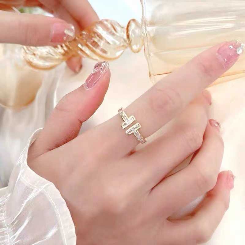 

high-quality Ins Simple and Small Design Tiffay Ring; Colorless Letter for Female; Index Finger Temperament; Versatility; Online Live Broadcast8X8E