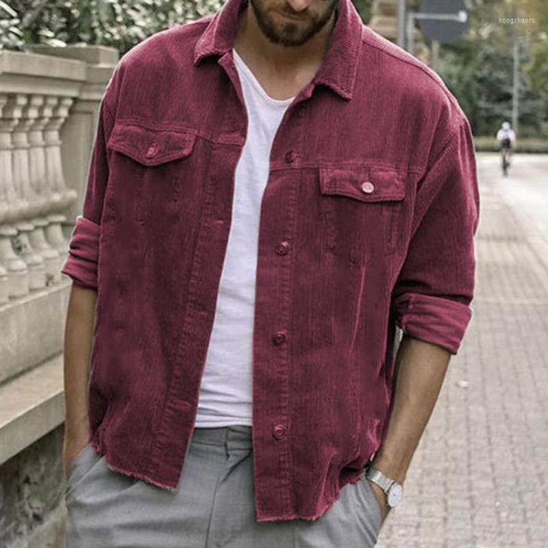 

Men's Jackets Autumn Winter Men's Corduroy Jacket Casual Male Fashion Solid Color Classic Slim Top Long Sleeve Cloth, Grey