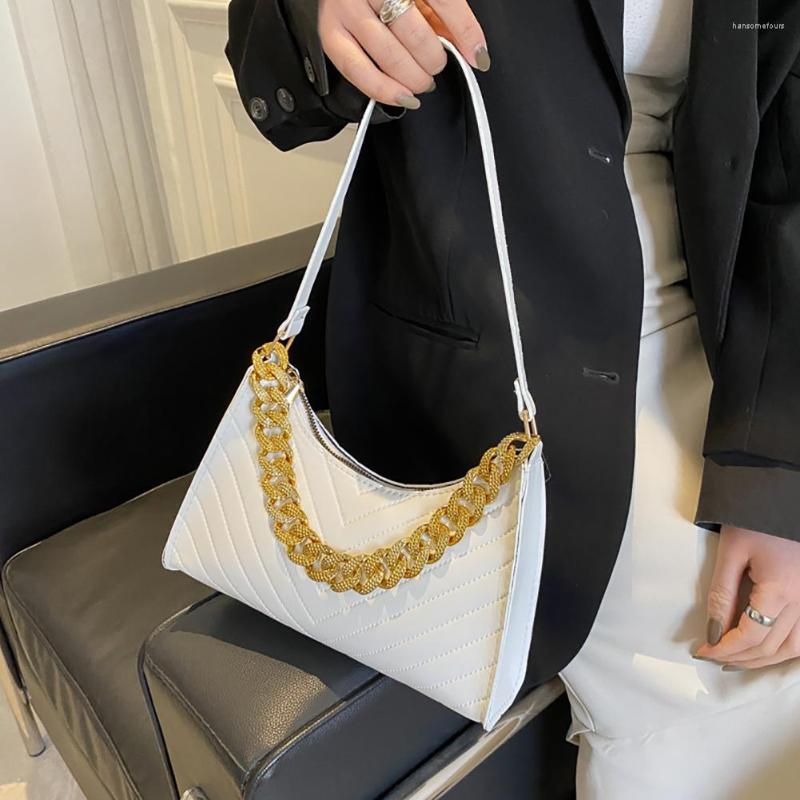 

Evening Bags Women PU Leather Chain Crossbody Bag Solid Color Zipper Casual Handbag Female Shoulder Tote Phone Purse, White