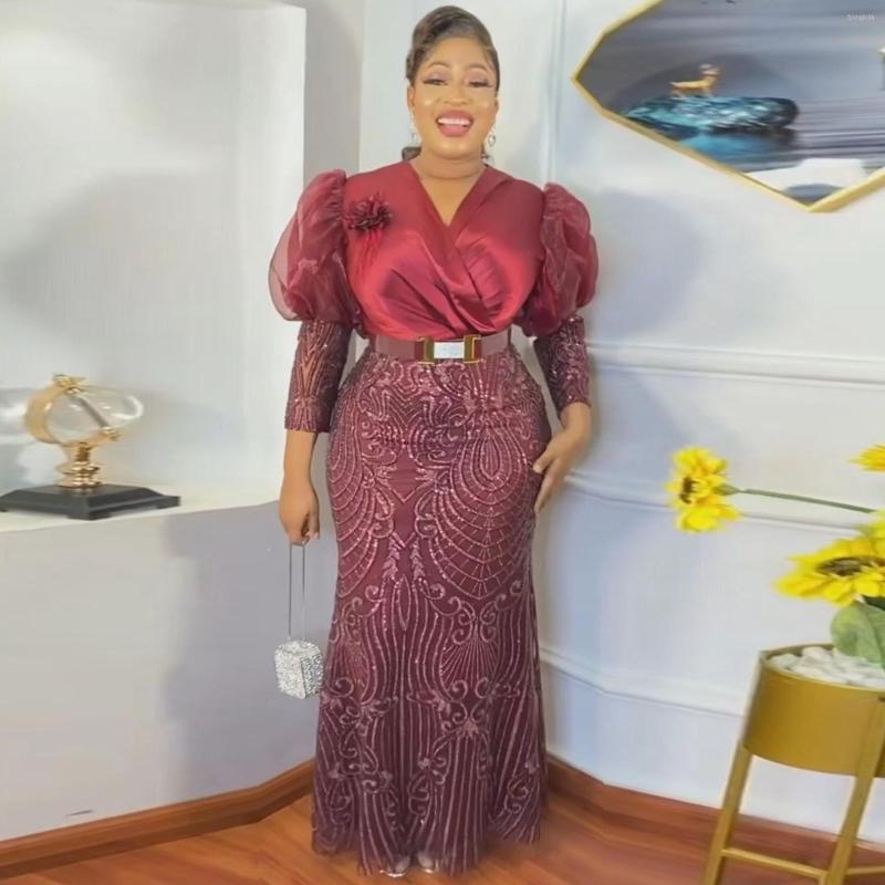 

Plus Size Dresses 4XL Sequin Dress Women With Belt Lantern Sleeve Robes Fashion Patchwork Elegant Oversize Streetwear Party, Green