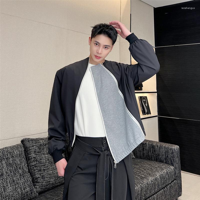 

Men's Jackets Double Zipper Detachable Jacket Men Net Celebrity Streetwear Fashion Loose Casual Short Male Korean Style Coat, H97 black