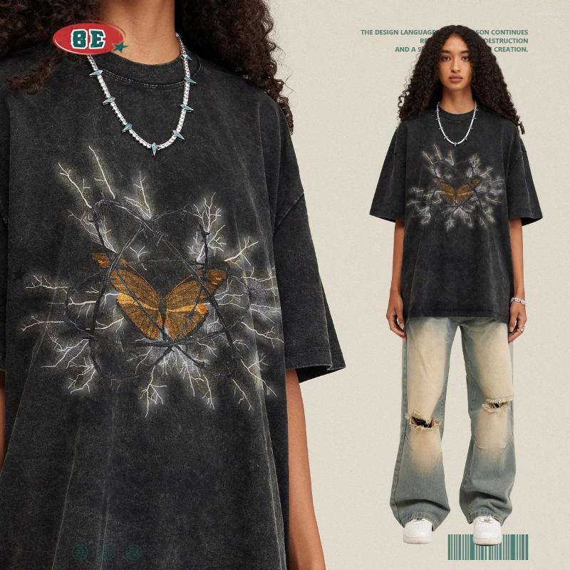 

Men' T Shirts BE Men' Wear | Spring/Summer 2023 Washed Old Thorn Butterfly Print Short Sleeve American Loose Fashion T-shirt Men, Fried snow
