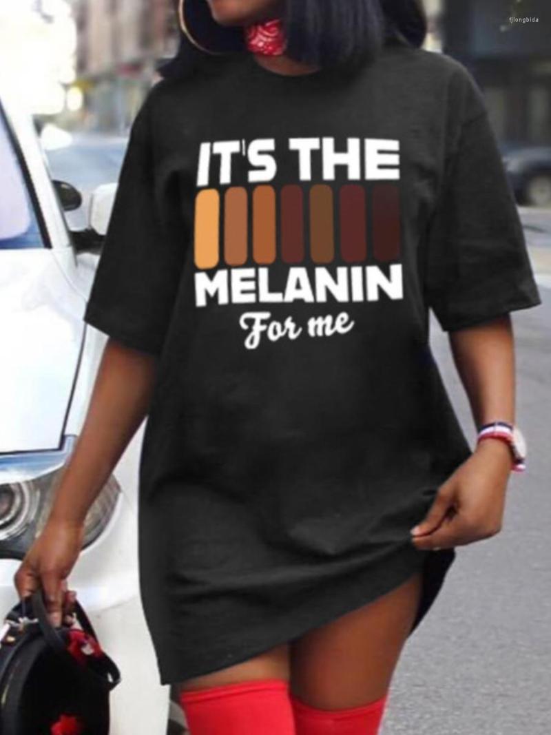 

Plus Size Dresses LW Melanin Gradient Letter Print T-shirt Dress 2023 Summer Loose Oversize T Shirt Women Short Sleeve, Black