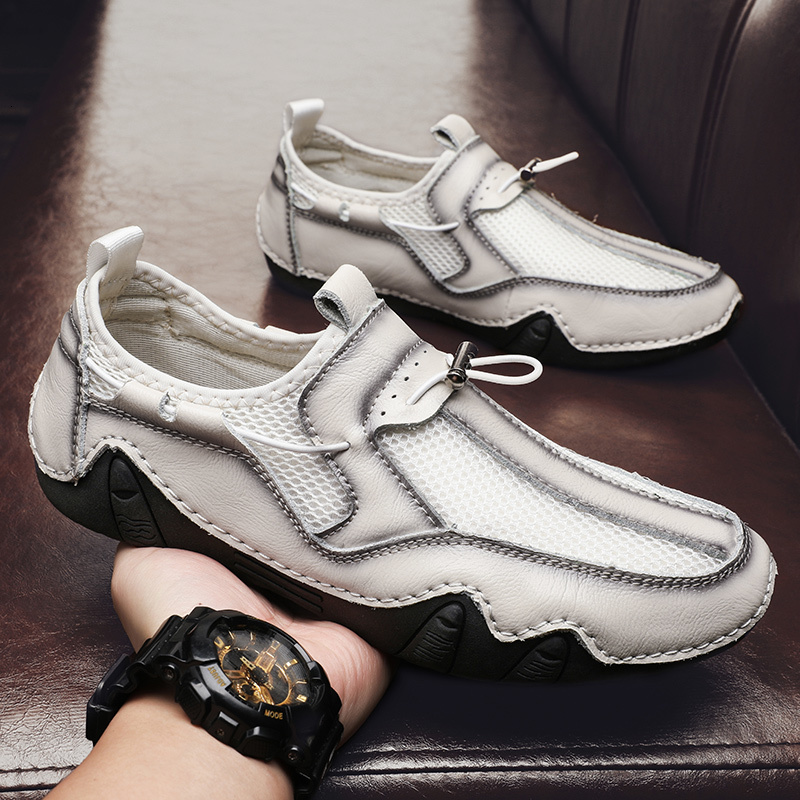 

Dress Shoes Men's Loafers Fashion Casual Leather Mesh Original Sneakers Outdoors Work 230328, Black