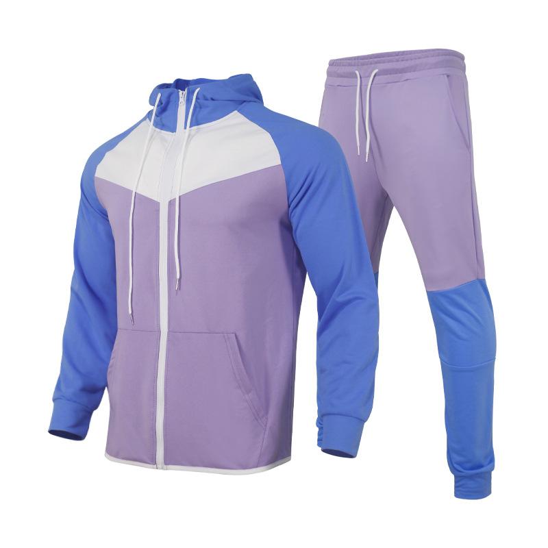 

Men's Tracksuits Casual Sports Suit Tide Brand Color Matching Hooded SweaterMen's, Navy blue and red