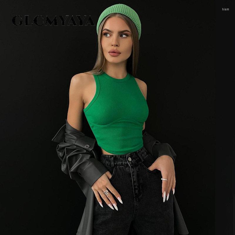 

Women' Tanks GLCMYAYA Casual Streetwear Women O-Neck Sleeveless Slim Splicing Solid Crop Tops 2023 Summer Fashion Sexy Party & Camis, Black