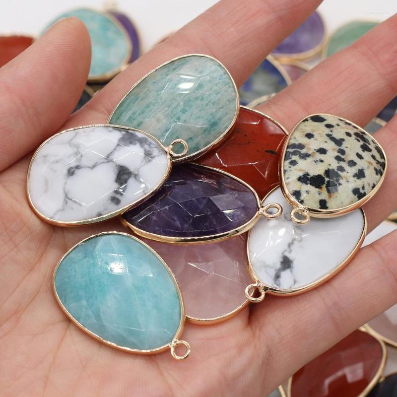 

Pendant Necklaces Natural Stone Faceted Pendants Charms Rose Quartzs Amethysts For Jewelry Making DIY Necklace Bracelet Earrings 23x34mm