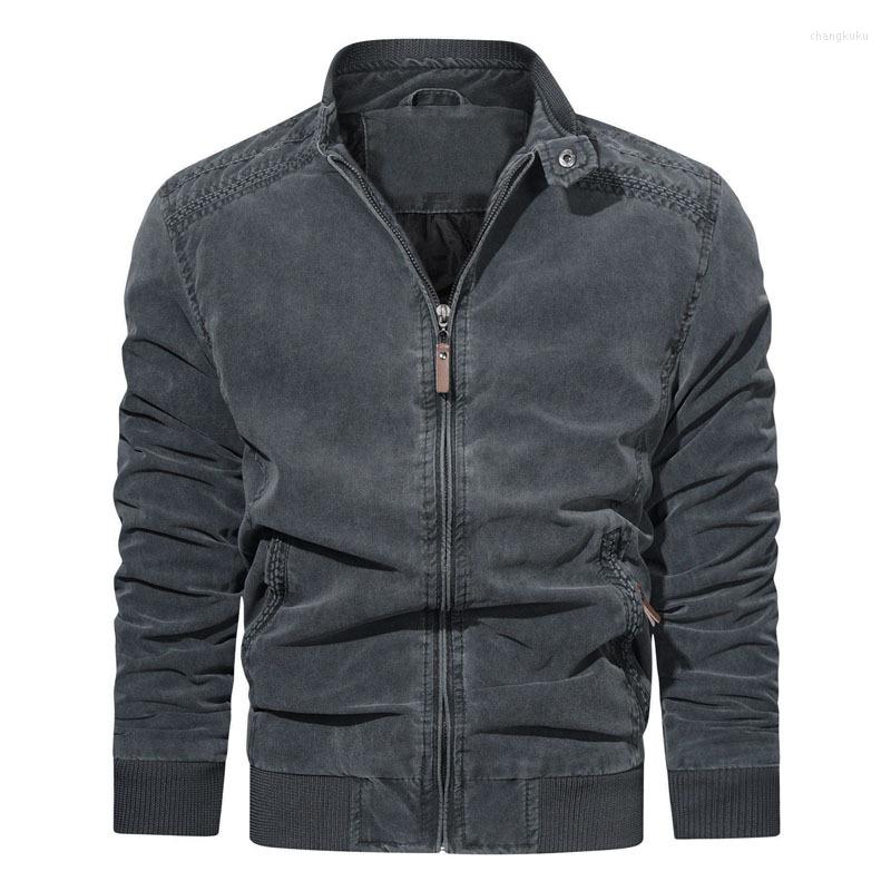 

Men's Jackets Autumn And Winter Men's Jacket Solid Color Washed Cotton Retro Loose Large Size Casual Coat, Black