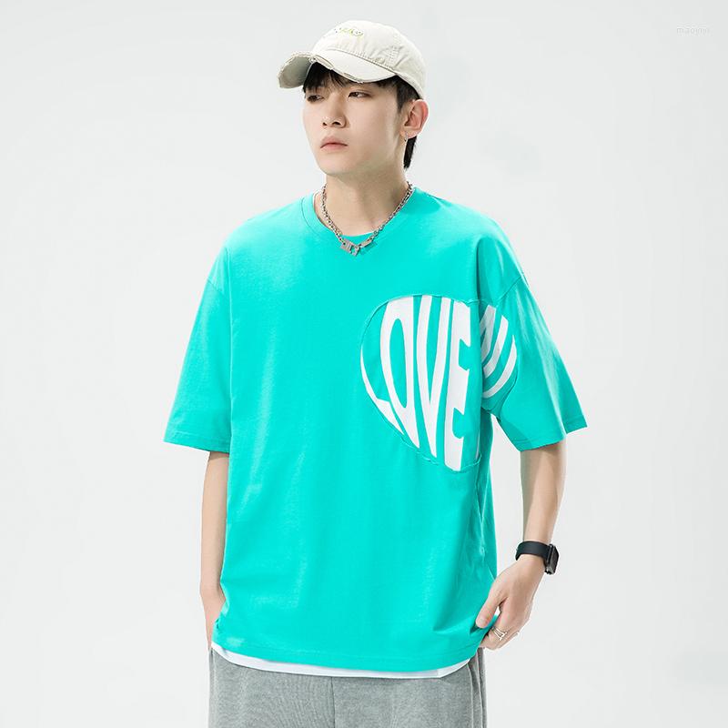 

Men's T Shirts 3D LOVE Men's T-shirt Patchwork Top Tees Fashion Streetwear Solid, Beige