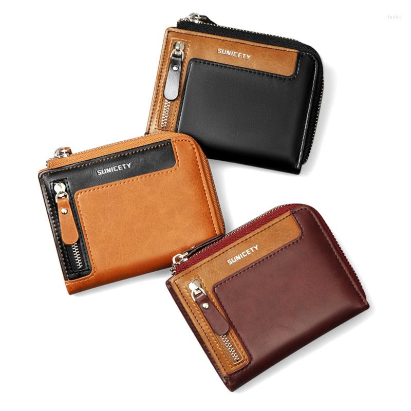 

Wallets Men's Short Wallet Light Soft PU Leather Multifunctional Purse, Brown
