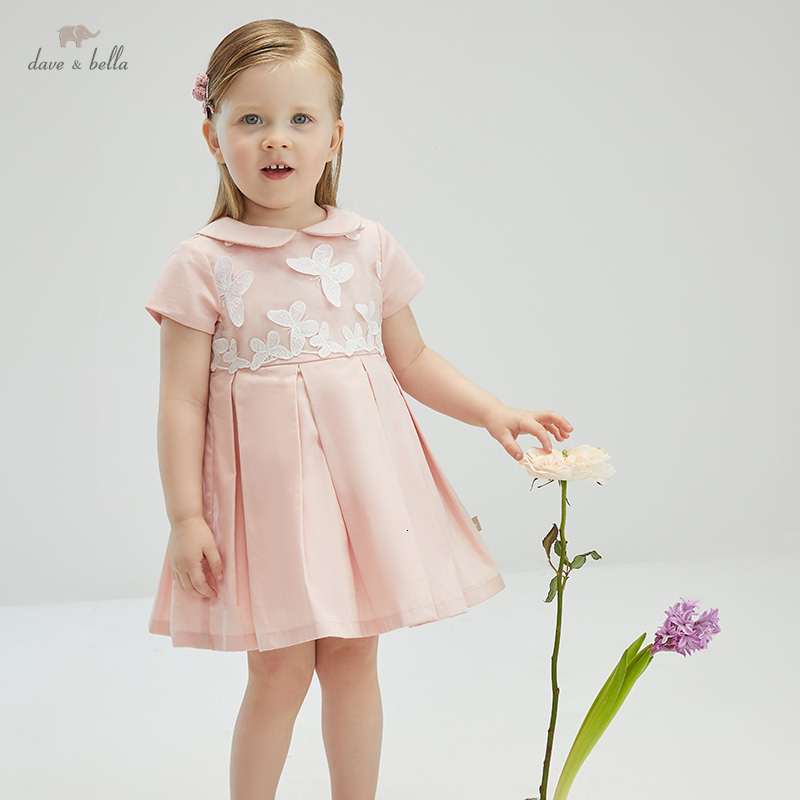 

Girl's Dresses Dave Bella Summer Baby Cute Cartoon Appliques Children Fashion Party Kids Infant Lolita Clothes DB16615 230413, Pink