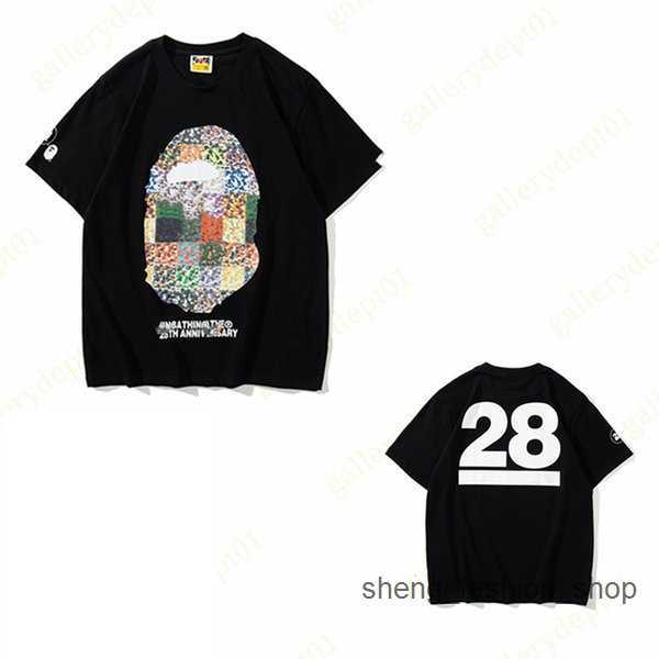 

Bathing ape Designer t Shirs Shark Fake Zipper Paern Prin Clohes Caroon Line Shir Graphic Tees Colorful Women T-shir Tie Dye Shir 8 BH2B, Style no. 16