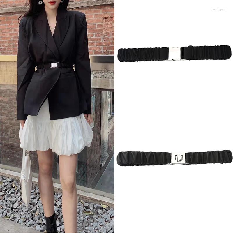 

Belts Women's Elastic Wide Belt Fashion Suit Waist Cover Dress Fabric Simple, Black