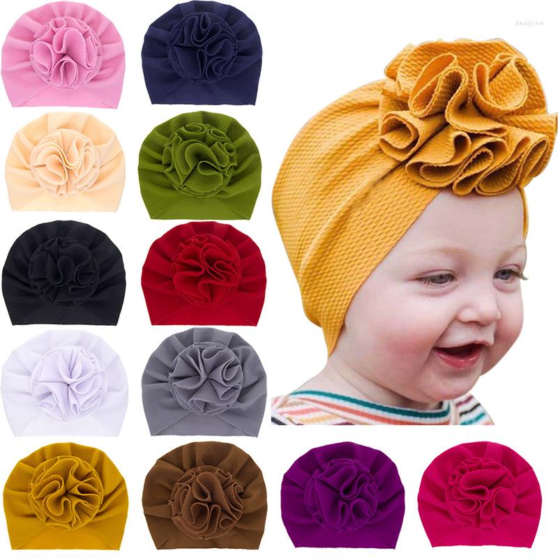 

Hats CottvoFloral Baby Turban Headband Elastic Solid Color Hat Cap Beanie Muslim Bonnet Headwrap For Born Hearwear, White