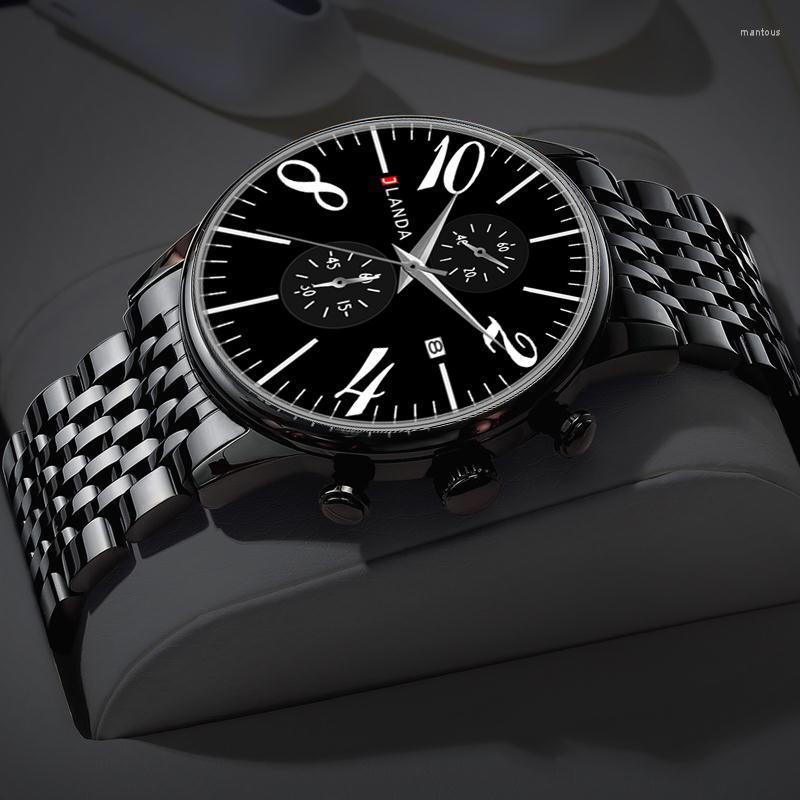 

Wristwatches JLANDA Fashion Analog Military Sports Men Watches Full Steel Band Black Quartz Male Clock Relogio Masculino