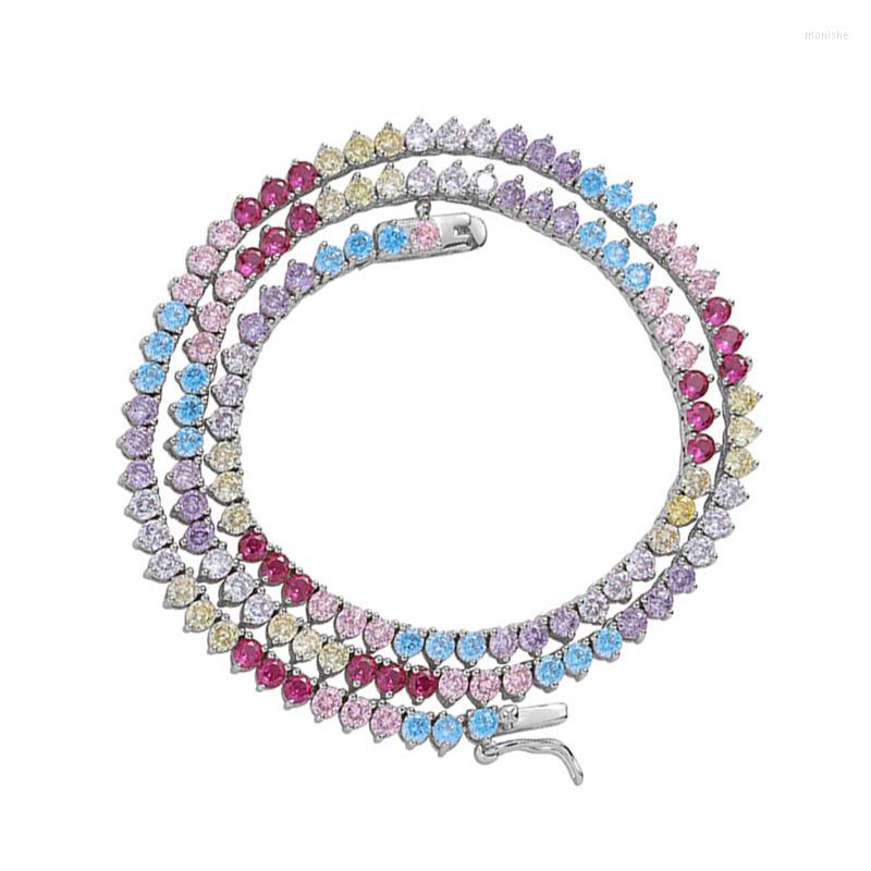 

Choker Colorful Tennis Colored Cubic Zirconia CZ 3mm Chain Charm Necklace Women's Jewelry Gift