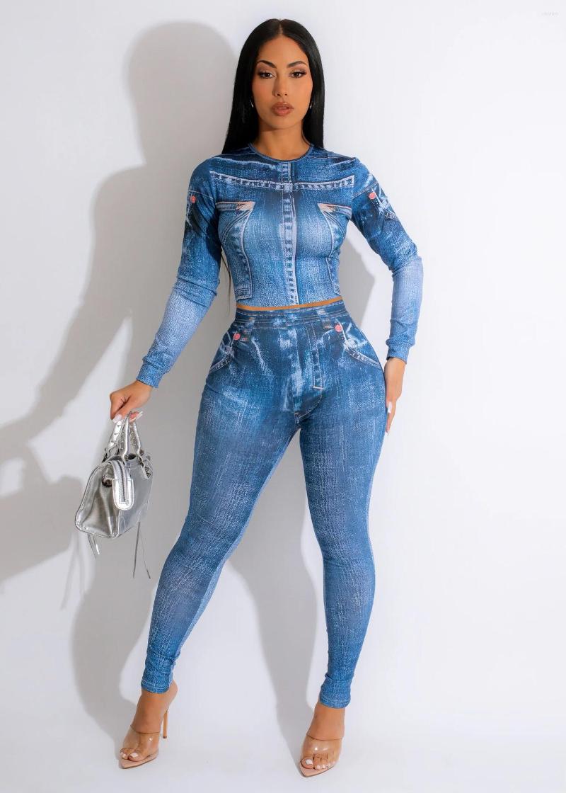 

Women's Pants GPBD 2023 Summer Women Elastic Printed High Waist Long Fahsion Casual Street Style, Blue