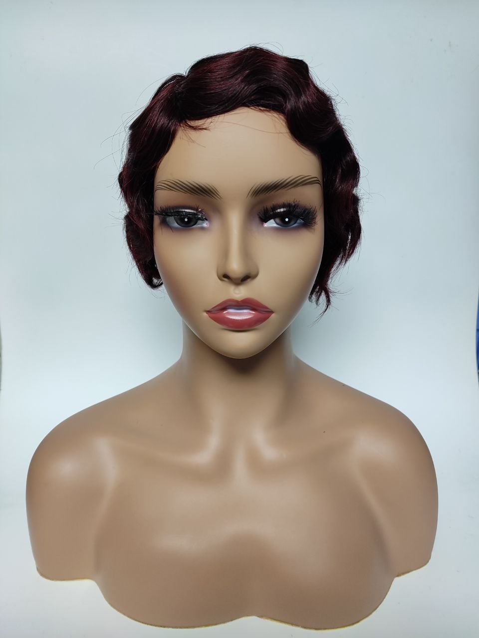 

99J# Color Short Wigs For Women Human hair Pixie Cut Lace frontal Wigs Women Pre Plucked Glueless 13x1 Lace Wig, Burgundy