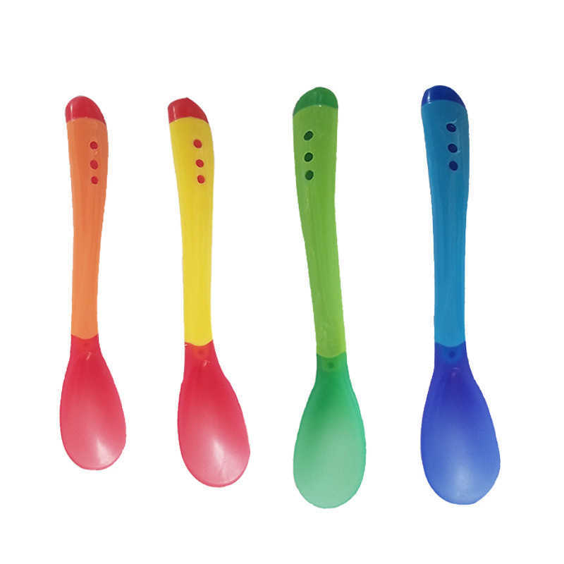 

Cups Dishes Utensils 1pc Safety Silicone Temperature Sensing Spoon for Baby Toddler Self Feeding Spoon Test Food Temperature Infant Flatware Spoons AA230413