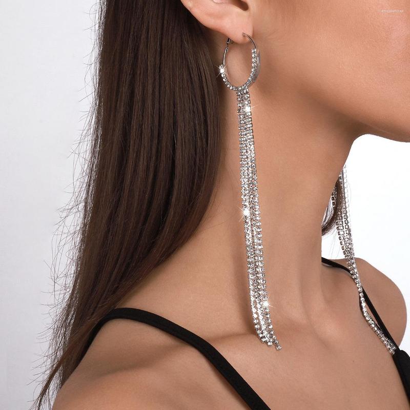 

Dangle Earrings Luxury Rhinestone Crystal Long Tassel For Women Bridal Drop Dangling Party Wedding Jewelry Gifts