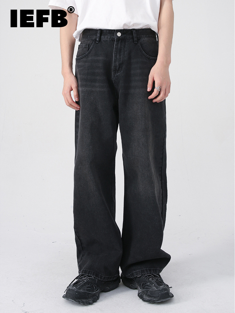 

Men's Jeans IEFB Men's Jeans Korean Personality Straight Wide Leg Pants Fashion Autumn Winter Vintage Male Trousers 9A5577 230414, Dark grey