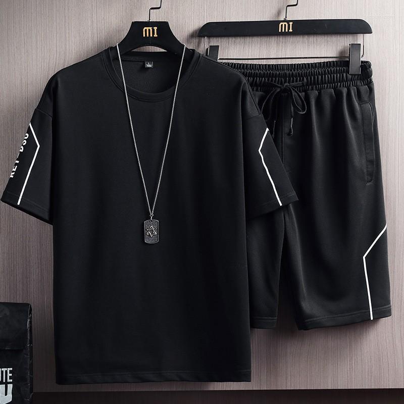 

Men's Tracksuits Men's T-shirt Shorts Set Summer Breathable Casual T Shirt Running Fashion Harajuku Printed Male Sport Suit 2023, 0815 black
