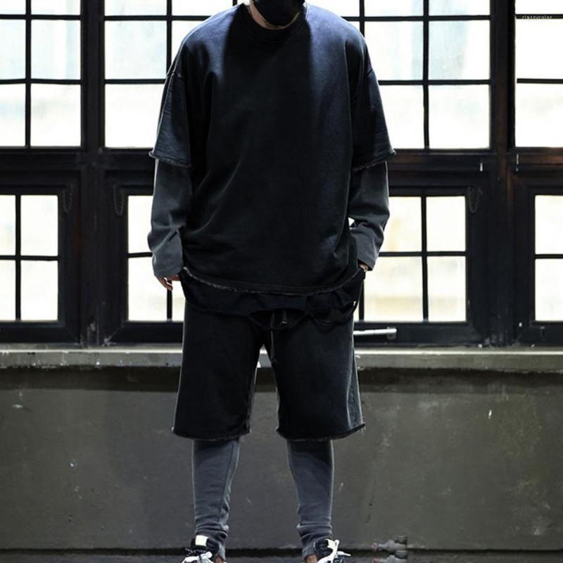 

Men's Tracksuits 1 Set Simple Men Outfit Sporty Top Trousers Round Neck O-neck T-shirt Drawstring Shorts Washable, Black